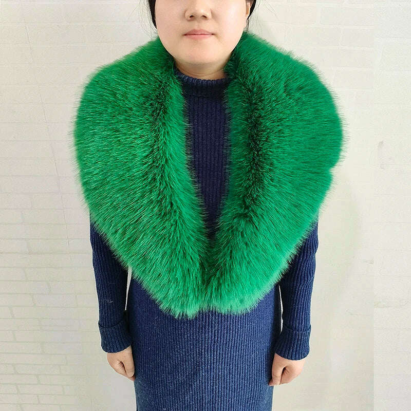 Winter Faux Fur Collar Cuffs Set Women Fluffy Large Shawl Coat Accessories Warm Fashion Fake Fox Fur Scarf Furry Scarves Female