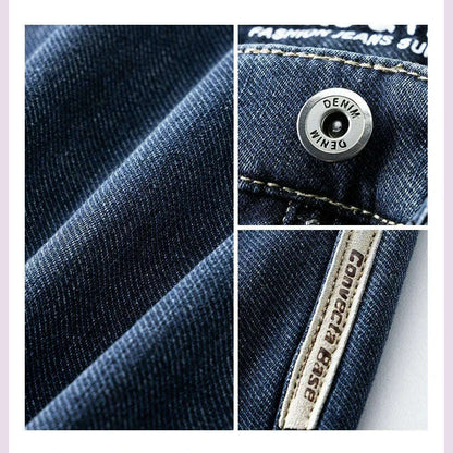 Winter Korean Fashion Brushed Jeans for Men's Thickened Warm Elastic Slim Comfortable Straight Fleece Denim Trousers