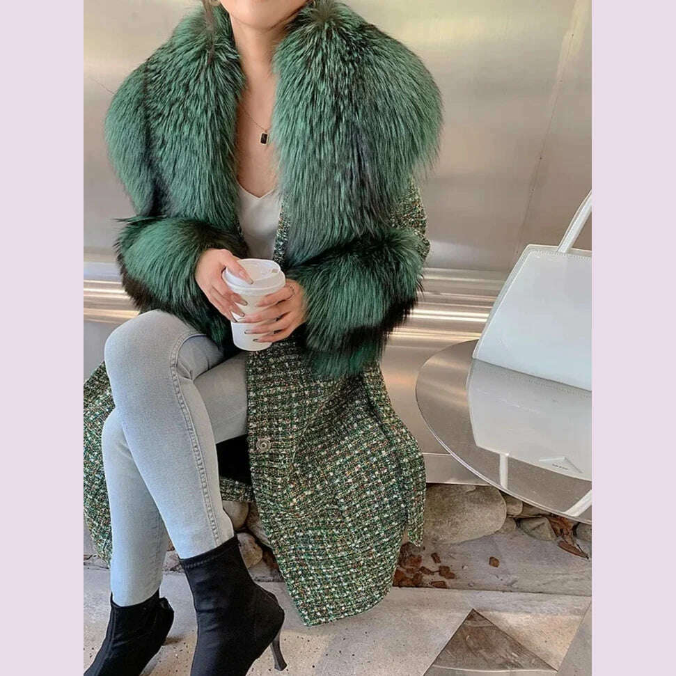 Winter super fluffy warm real fox fur collar down jacket cotton coat leather collar sleeve  real fur universal scarf