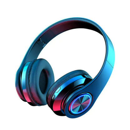 Wireless Hair Head Wearable Bluetooth Earphones With Cool Rainbow Gradient Lighting LED and Card Insertion Capability