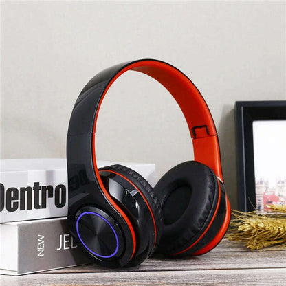 Wireless Hair Head Wearable Bluetooth Earphones With Cool Rainbow Gradient Lighting LED and Card Insertion Capability