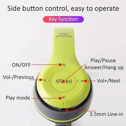 Wireless Headphones 5.0 Bluetooth Earphone Foldable Bass with Memory TF Card For iPhone Xiaomi Sumsamg Phone With Mic Headsets