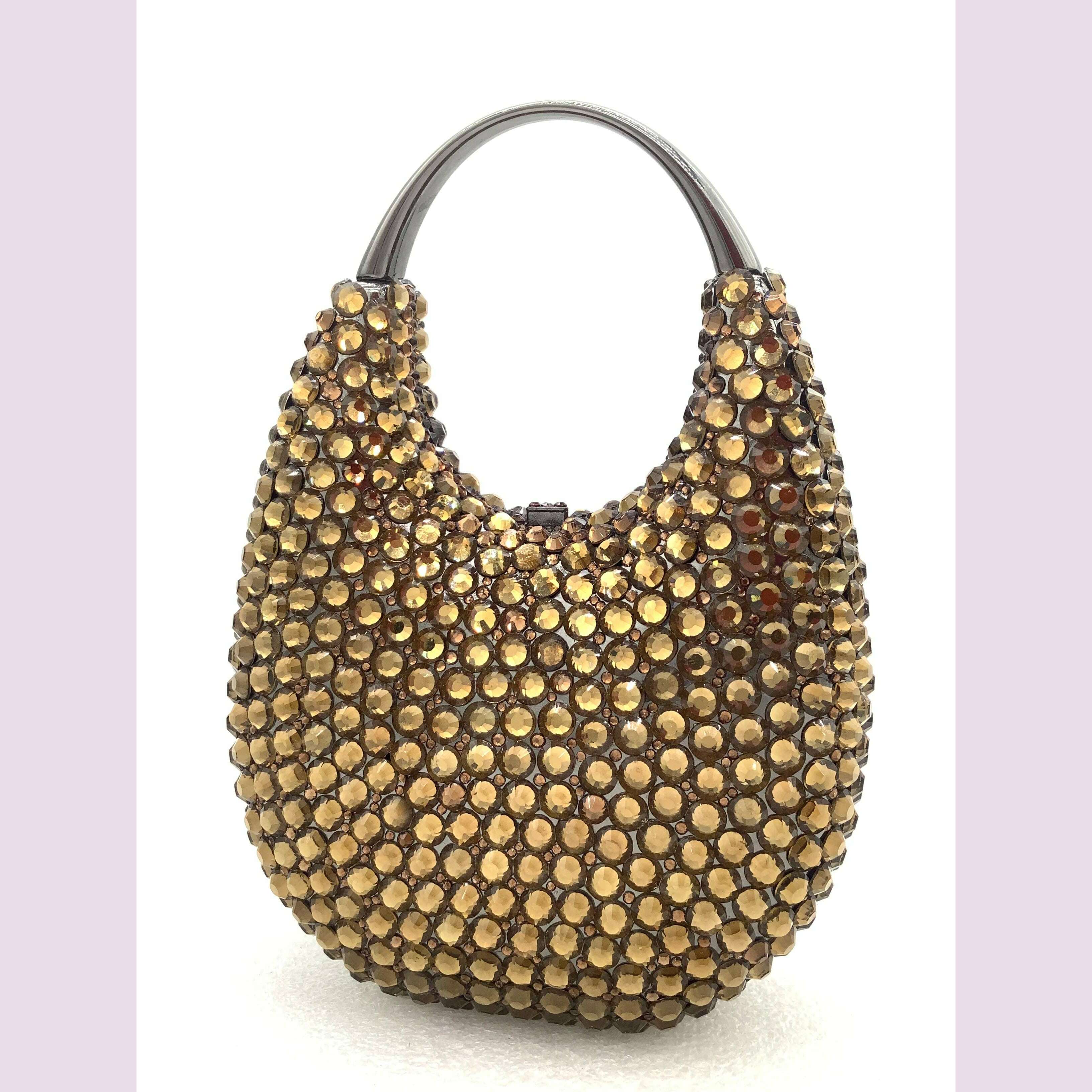 Women Crystals Top Handle Evening Handbags Pink/Red Lady Diamonds Minaudiere Gold/Brown Wedding Clutch Bags Gems Handbag Purse