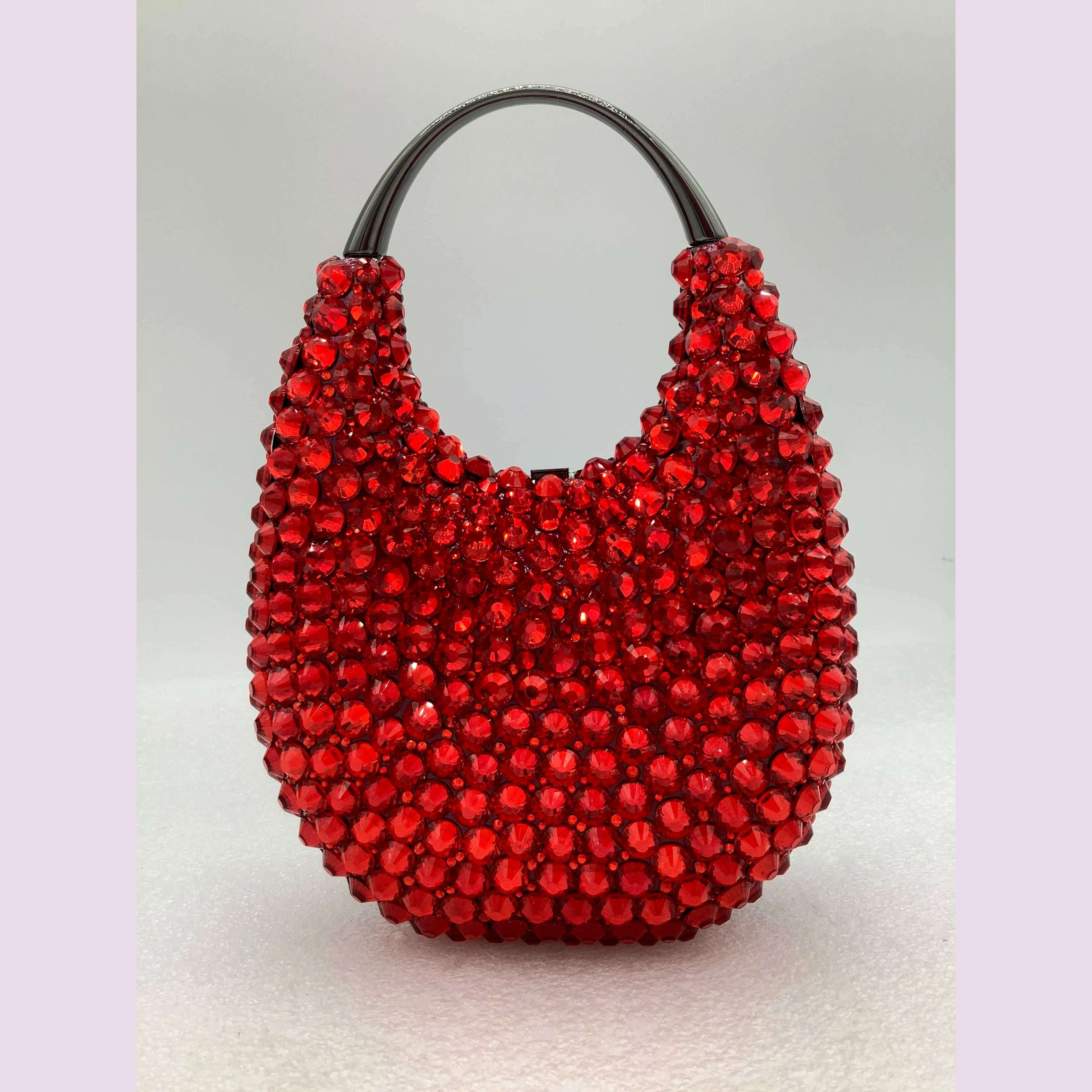 Women Crystals Top Handle Evening Handbags Pink/Red Lady Diamonds Minaudiere Gold/Brown Wedding Clutch Bags Gems Handbag Purse