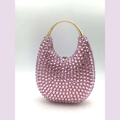 Women Crystals Top Handle Evening Handbags Pink/Red Lady Diamonds Minaudiere Gold/Brown Wedding Clutch Bags Gems Handbag Purse