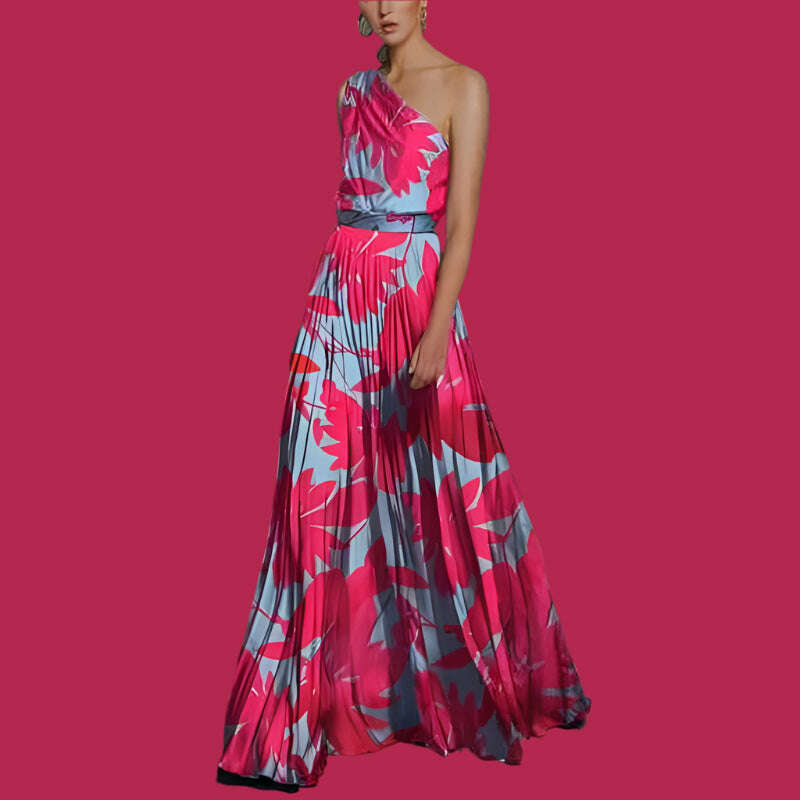 Women Slash Neck Party Dress 2022 Sleeveless Vintage Print Beach Long Dresses For Women Summer Vestidos Beach Dress Maxi Robe