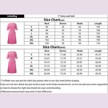 Women's 2024 new fashion plus size temperament commuter V-neck pleated dress