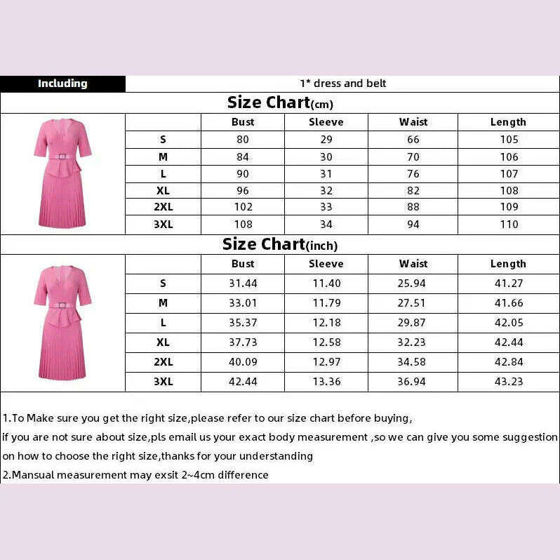 Women's 2024 new fashion plus size temperament commuter V-neck pleated dress