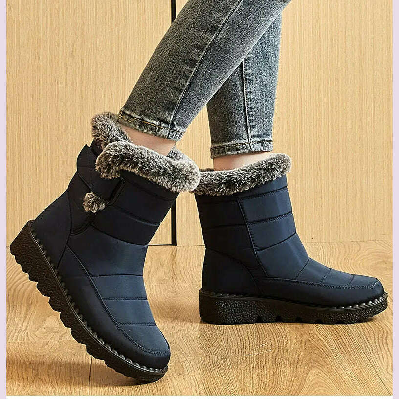 Women's Boots 2024 Trend Winter Shoes For Woman Winter Boots Ankle Low Heels Botas Mujer Waterproof Snow Boots With Fur Shoes