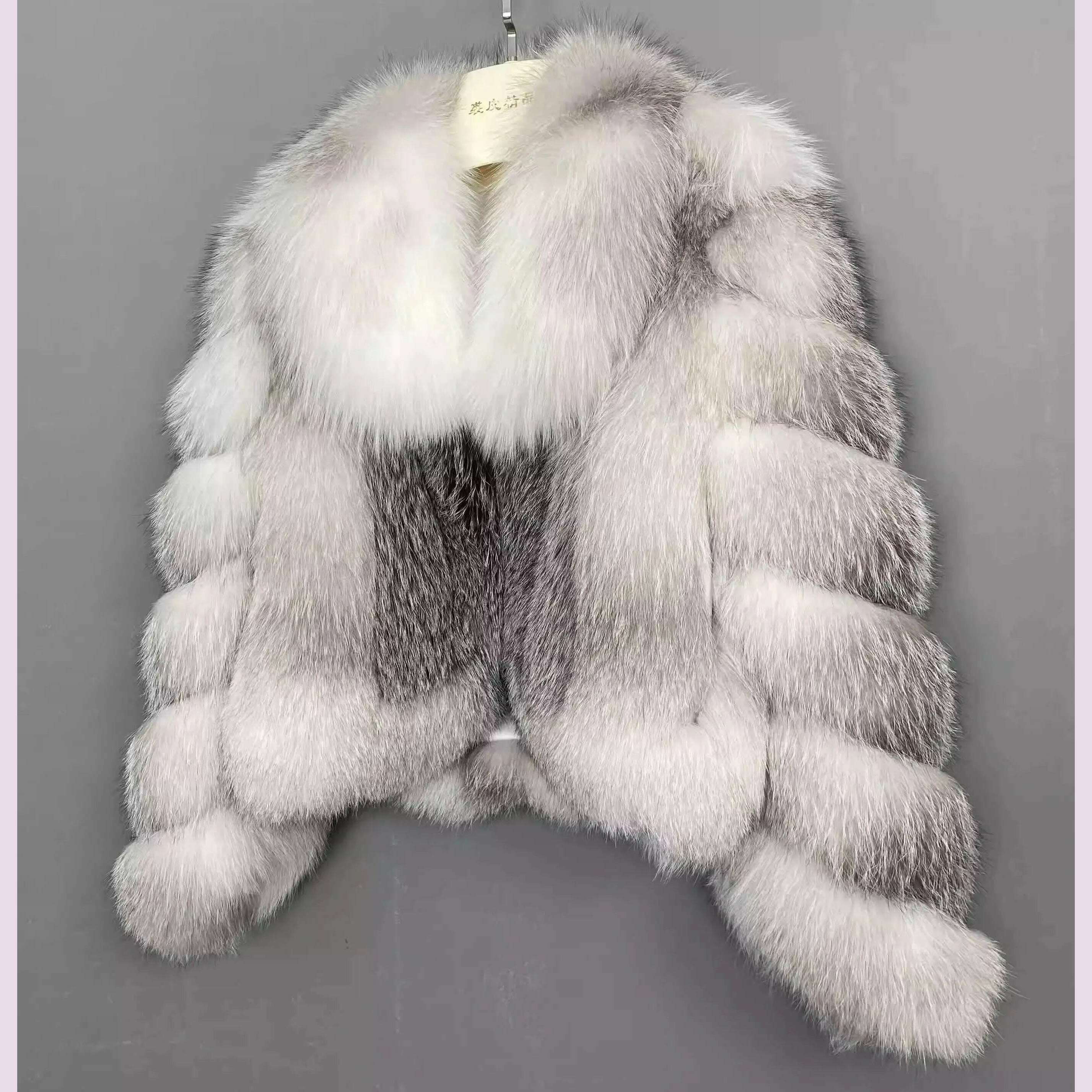 Women's Fur Real Fox Fur Coat Long Sleeve Luxury Natural Fox Cloth Turn Down Collar
