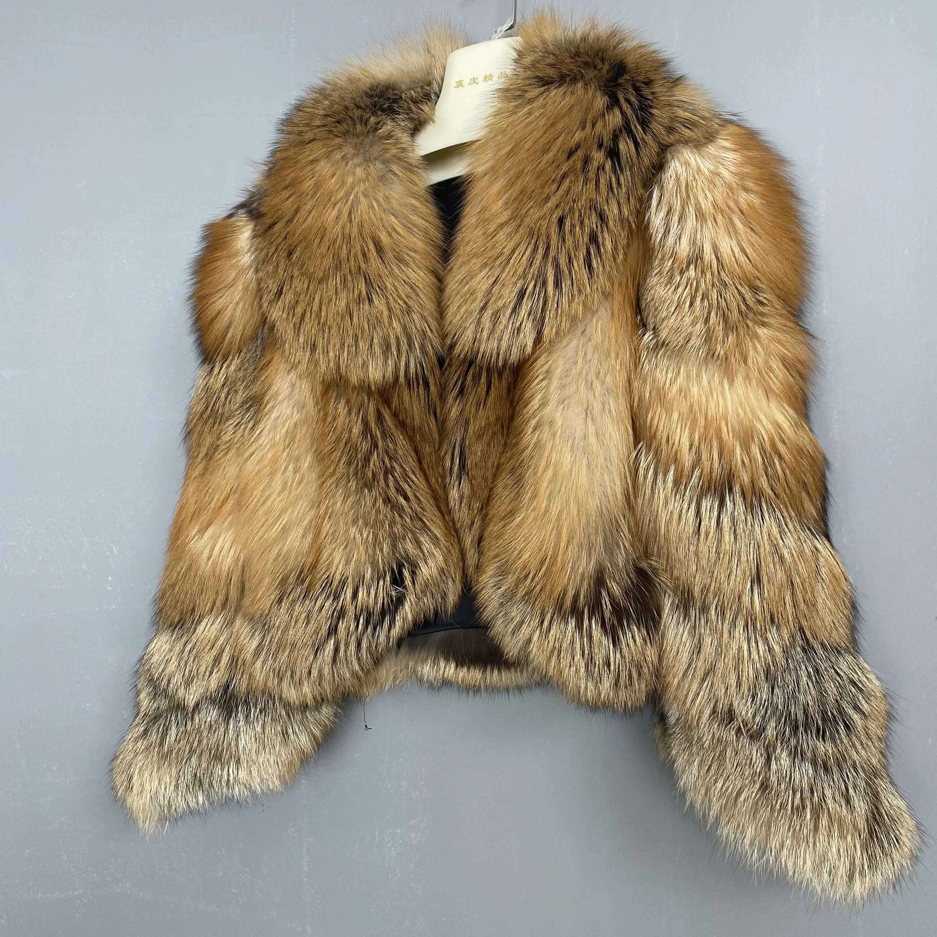 Women's Fur Real Fox Fur Coat Long Sleeve Luxury Natural Fox Cloth Turn Down Collar