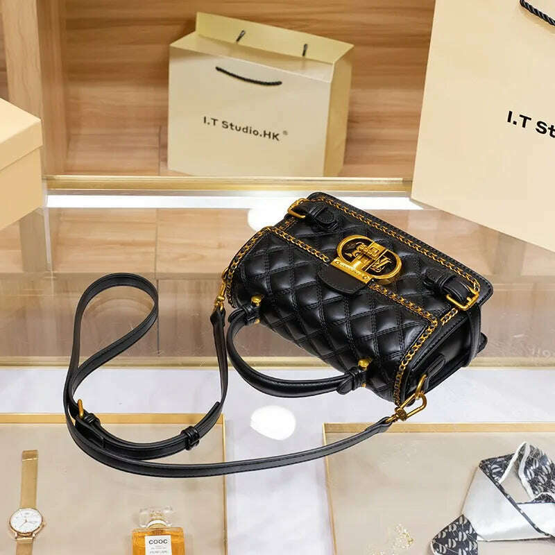 Women's handbag genuine diamond grid handbag women's 2024 new high-end designer crossbody shoulder small square bag