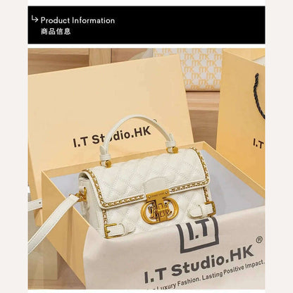 Women's handbag genuine diamond grid handbag women's 2024 new high-end designer crossbody shoulder small square bag