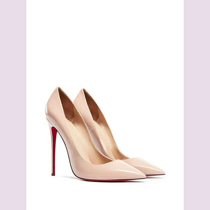 Women's heels 2025 trend Leather Luxury Pumps Red Bottom Pointed Toe High Heels Elegant Stiletto Party Ladies Shoes Woman 12cm