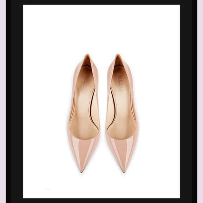 Women's heels 2025 trend Leather Luxury Pumps Red Bottom Pointed Toe High Heels Elegant Stiletto Party Ladies Shoes Woman 12cm