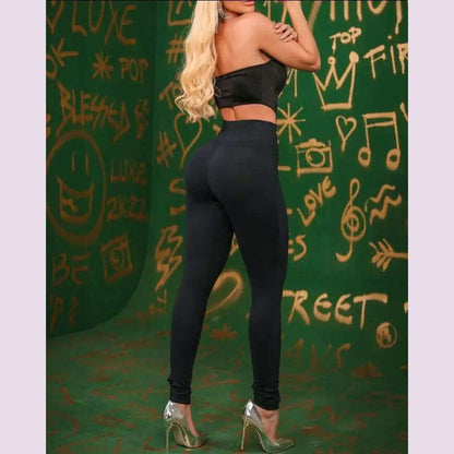 Women's Pants High Waist Trousers 2023 Button Decoration Office Solid Color Elegant Hip Lifting Leggings Skinny Pencil Pants