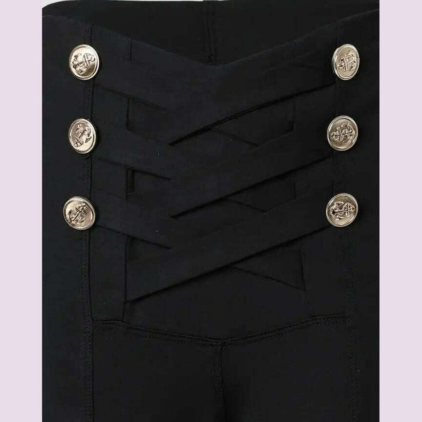 Women's Pants High Waist Trousers 2023 Button Decoration Office Solid Color Elegant Hip Lifting Leggings Skinny Pencil Pants
