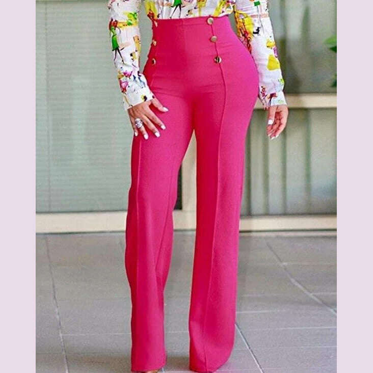 Women's Pants High Waist Trousers 2023 Button Decoration Office Solid Color Elegant Hip Lifting Leggings Skinny Pencil Pants