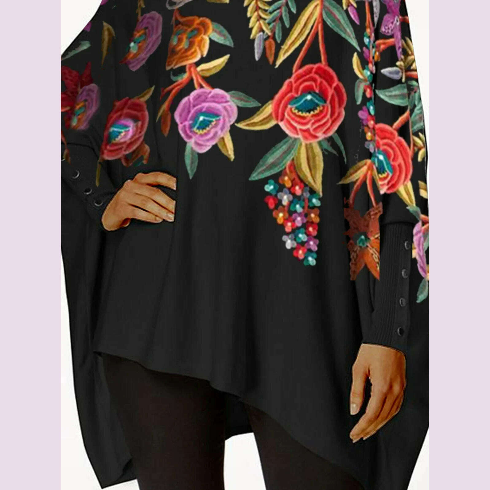 Women's Plus Size Irregular Hem Blouse Fashion Retro Long Sleeve T-Shirt Turtleneck Casual Loose Asymmetrical Top 2024