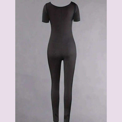 Women's Rompers Short Sleeve Solid Skinny Bodycon Jumpsuits Fashion Sports Fiess Casual Activity Streetwear Overalls