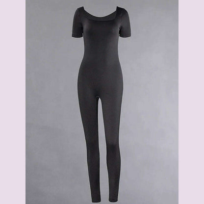 Women's Rompers Short Sleeve Solid Skinny Bodycon Jumpsuits Fashion Sports Fitness Casual Activity Streetwear Overalls