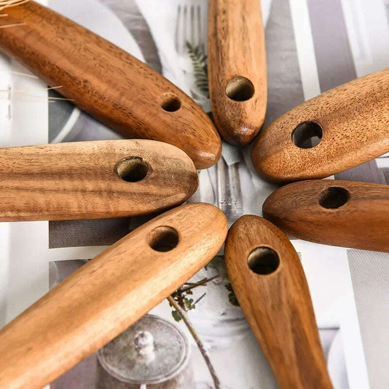 Wooden Kitchen Spoon Long Rice Colander Soup Skimmer Cooking Soup Spoons Scoop Kitchen Tool Thailand Teak Natural Wood
