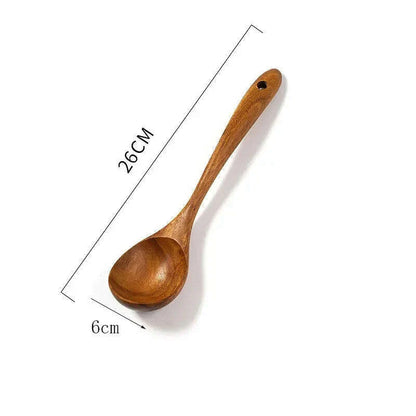 Wooden Kitchen Spoon Long Rice Colander Soup Skimmer Cooking Soup Spoons Scoop Kitchen Tool Thailand Teak Natural Wood