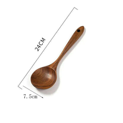 Wooden Kitchen Spoon Long Rice Colander Soup Skimmer Cooking Soup Spoons Scoop Kitchen Tool Thailand Teak Natural Wood