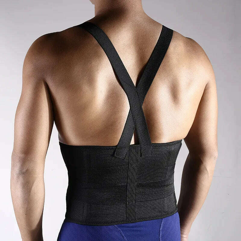 Work Back Brace Lower Back Pain Protection Belt Waist Trainer Lumbar Support Band with Shoulder Straps for Heavy Lifting Safety