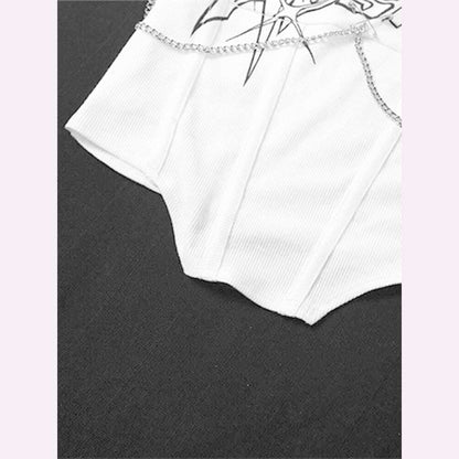 Y2K Crop Top Female O Neck T Shirt White Corset Top Solid Streetwear Skinny Short Sleeve Tees Graphic T Shirts Women's Clothing