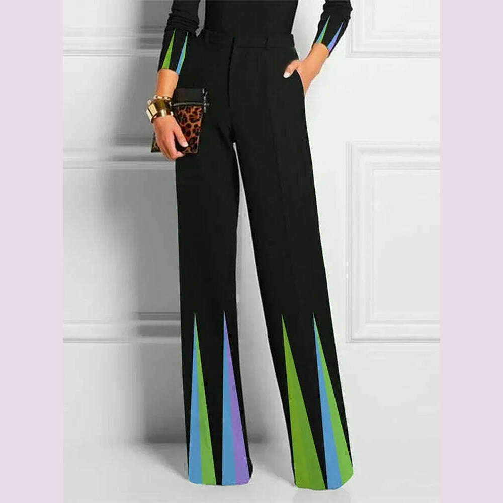Yeezzi 2025 New Women Fashion Striped Two Piece Sets Long Sleeves Skinny High Neck Tops Elastic High Waisted Straight Leg Pants