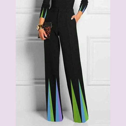 Yeezzi 2025 New Women Fashion Striped Two Piece Sets Long Sleeves Skinny High Neck Tops Elastic High Waisted Straight Leg Pants