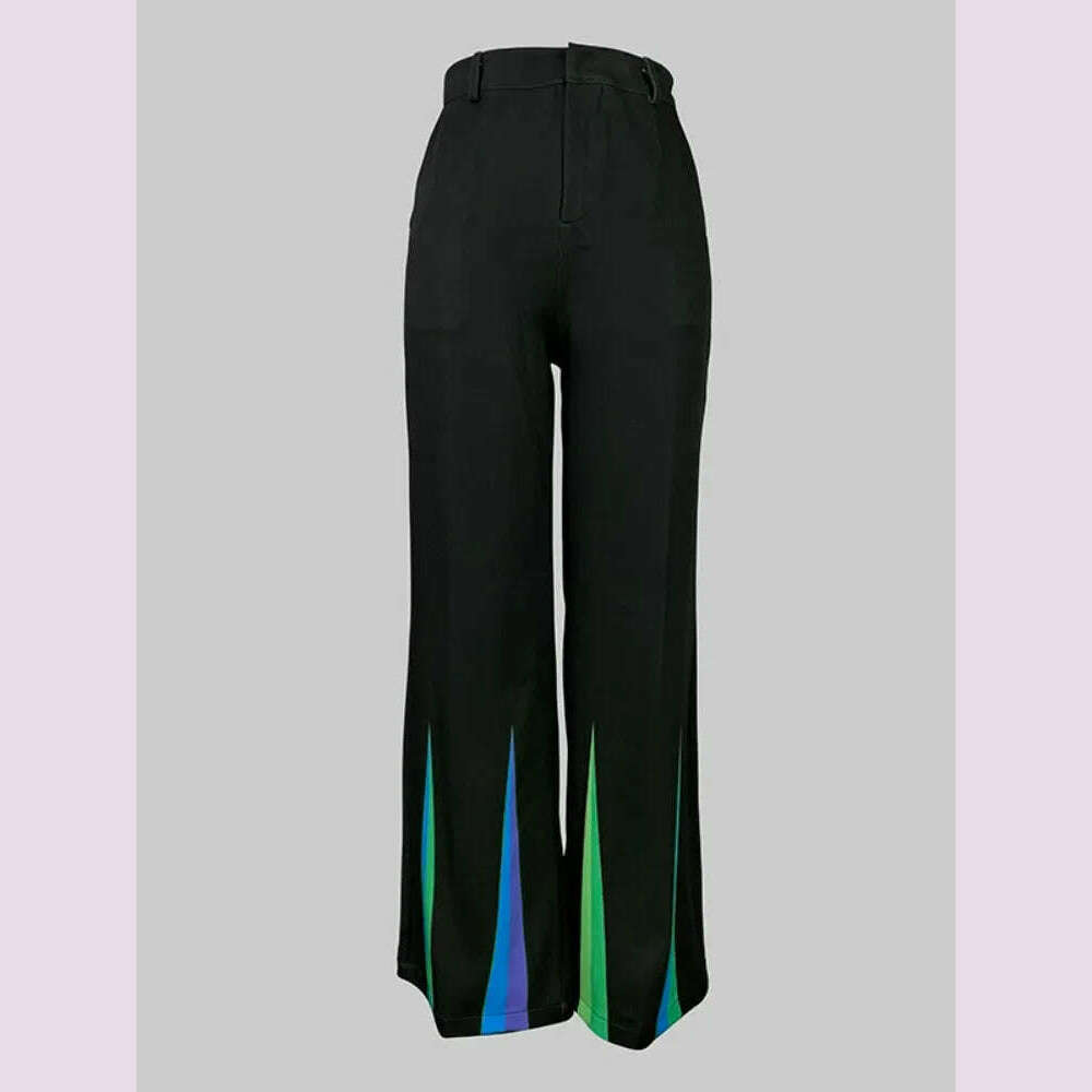 Yeezzi 2025 New Women Fashion Striped Two Piece Sets Long Sleeves Skinny High Neck Tops Elastic High Waisted Straight Leg Pants