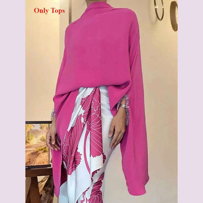 Yeezzi Women Solid Color Irregular Clipping Stand Collar Tops 2025 New Spring Batwing Sleeves Loose Urban Casual Daily T-shirts