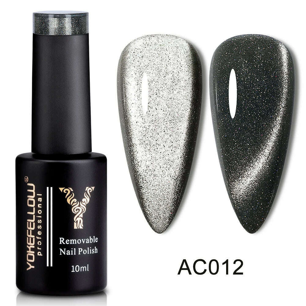 YOKEFELLOW 10ml 9D Cat Magnetic Gel Polish Semi Permanent Soak Off  Rainbow Glitter Nail Gel Polish UV Gel Varnish For Manicure