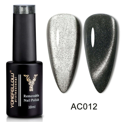 YOKEFELLOW 10ml 9D Cat Magnetic Gel Polish Semi Permanent Soak Off  Rainbow Glitter Nail Gel Polish UV Gel Varnish For Manicure