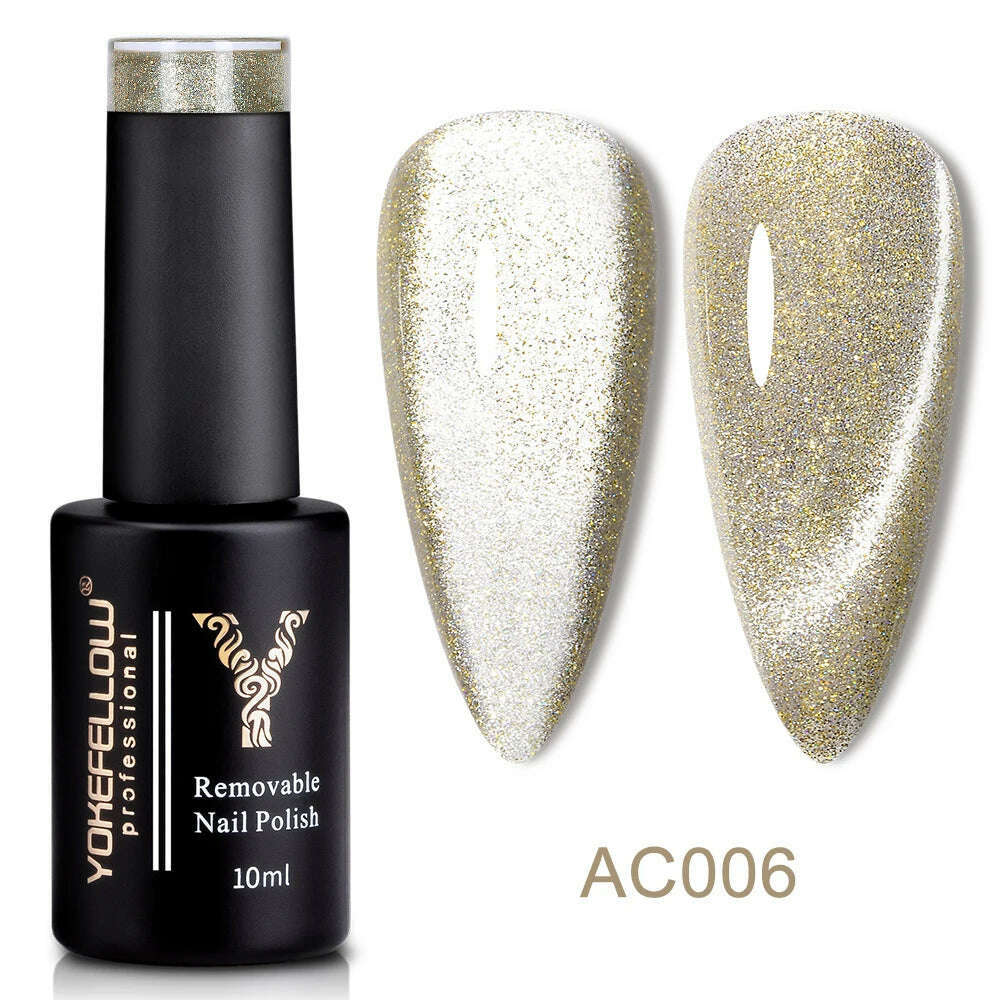 YOKEFELLOW 10ml 9D Cat Magnetic Gel Polish Semi Permanent Soak Off  Rainbow Glitter Nail Gel Polish UV Gel Varnish For Manicure