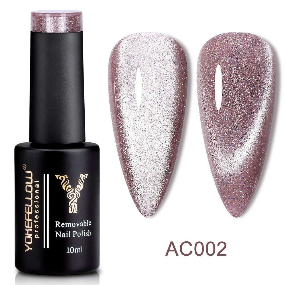 YOKEFELLOW 10ml 9D Cat Magnetic Gel Polish Semi Permanent Soak Off  Rainbow Glitter Nail Gel Polish UV Gel Varnish For Manicure