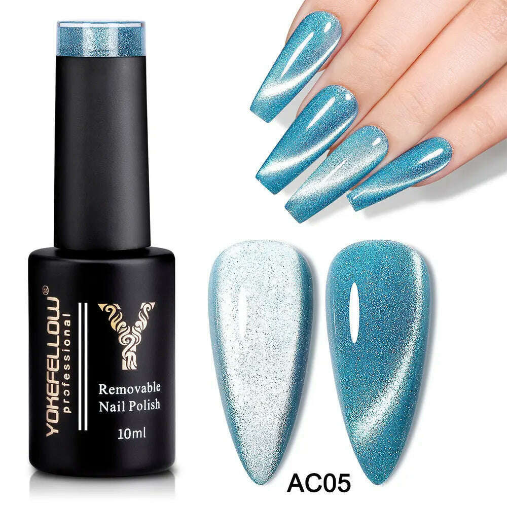 YOKEFELLOW 10ml 9D Cat Magnetic Gel Polish Semi Permanent Soak Off  Rainbow Glitter Nail Gel Polish UV Gel Varnish For Manicure