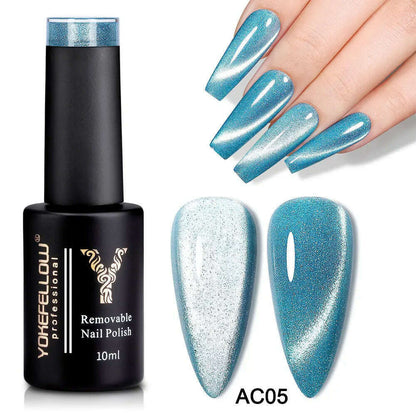 YOKEFELLOW 10ml 9D Cat Magnetic Gel Polish Semi Permanent Soak Off  Rainbow Glitter Nail Gel Polish UV Gel Varnish For Manicure