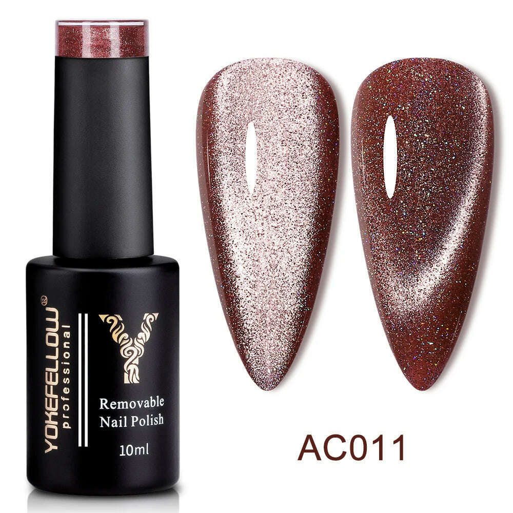 YOKEFELLOW 10ml 9D Cat Magnetic Gel Polish Semi Permanent Soak Off  Rainbow Glitter Nail Gel Polish UV Gel Varnish For Manicure