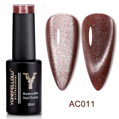 YOKEFELLOW 10ml 9D Cat Magnetic Gel Polish Semi Permanent Soak Off  Rainbow Glitter Nail Gel Polish UV Gel Varnish For Manicure