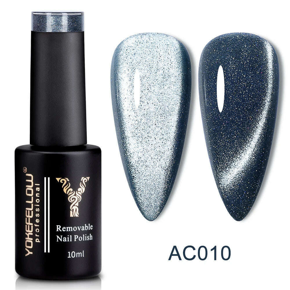YOKEFELLOW 10ml 9D Cat Magnetic Gel Polish Semi Permanent Soak Off  Rainbow Glitter Nail Gel Polish UV Gel Varnish For Manicure