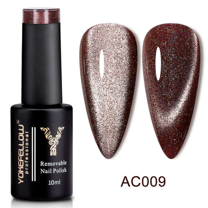YOKEFELLOW 10ml 9D Cat Magnetic Gel Polish Semi Permanent Soak Off  Rainbow Glitter Nail Gel Polish UV Gel Varnish For Manicure