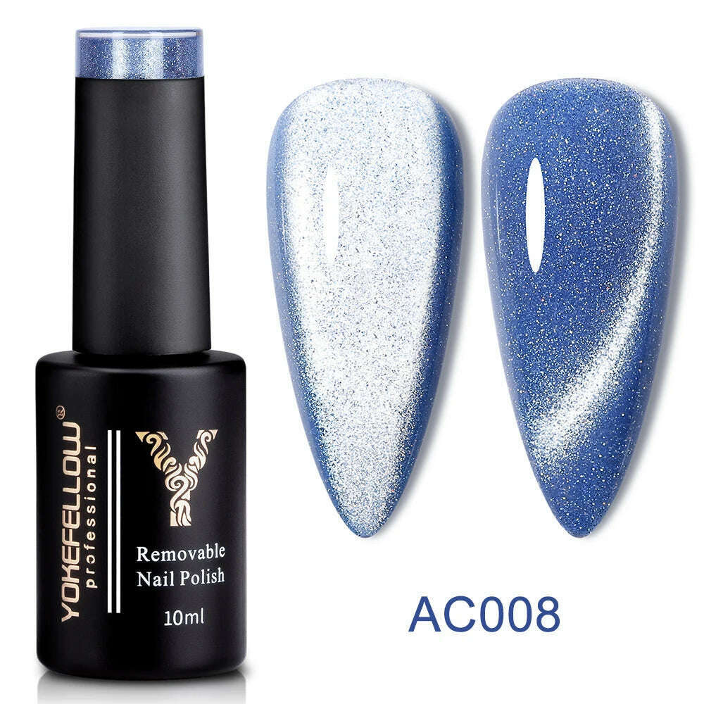 YOKEFELLOW 10ml 9D Cat Magnetic Gel Polish Semi Permanent Soak Off  Rainbow Glitter Nail Gel Polish UV Gel Varnish For Manicure