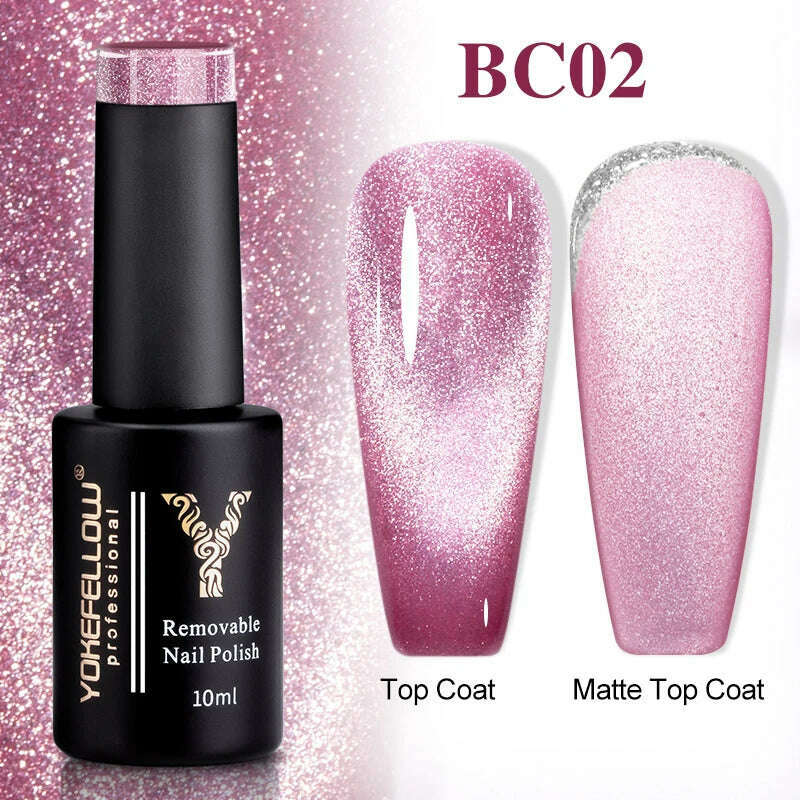 YOKEFELLOW 10ml 9D Cat Magnetic Gel Polish Semi Permanent Soak Off  Rainbow Glitter Nail Gel Polish UV Gel Varnish For Manicure