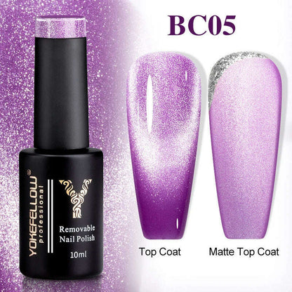 YOKEFELLOW 10ml 9D Cat Magnetic Gel Polish Semi Permanent Soak Off  Rainbow Glitter Nail Gel Polish UV Gel Varnish For Manicure