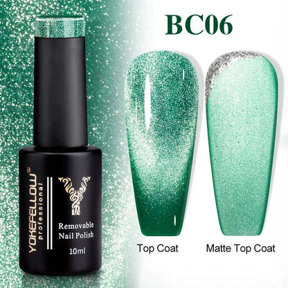 YOKEFELLOW 10ml 9D Cat Magnetic Gel Polish Semi Permanent Soak Off  Rainbow Glitter Nail Gel Polish UV Gel Varnish For Manicure