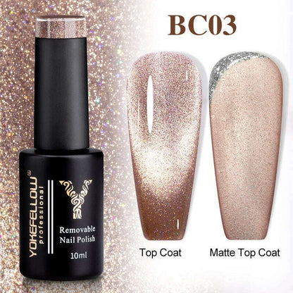 YOKEFELLOW 10ml 9D Cat Magnetic Gel Polish Semi Permanent Soak Off  Rainbow Glitter Nail Gel Polish UV Gel Varnish For Manicure