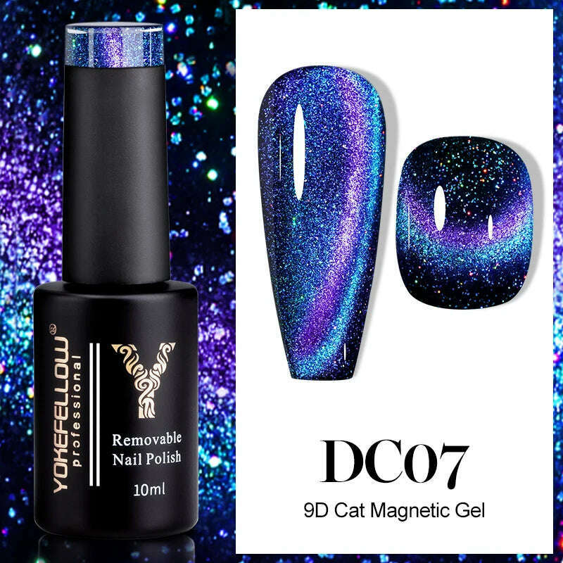 YOKEFELLOW 10ml 9D Cat Magnetic Gel Polish Semi Permanent Soak Off  Rainbow Glitter Nail Gel Polish UV Gel Varnish For Manicure
